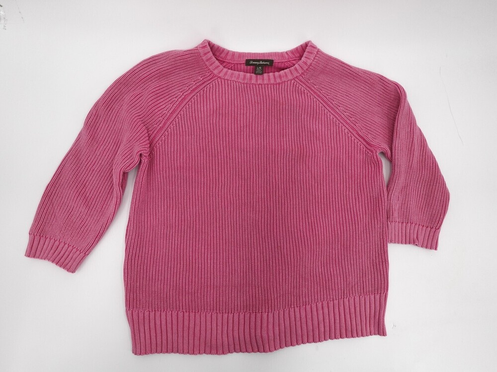 Tommy Bahama Sweater Womens Large Pink Cotton Crewneck Knit Pullover